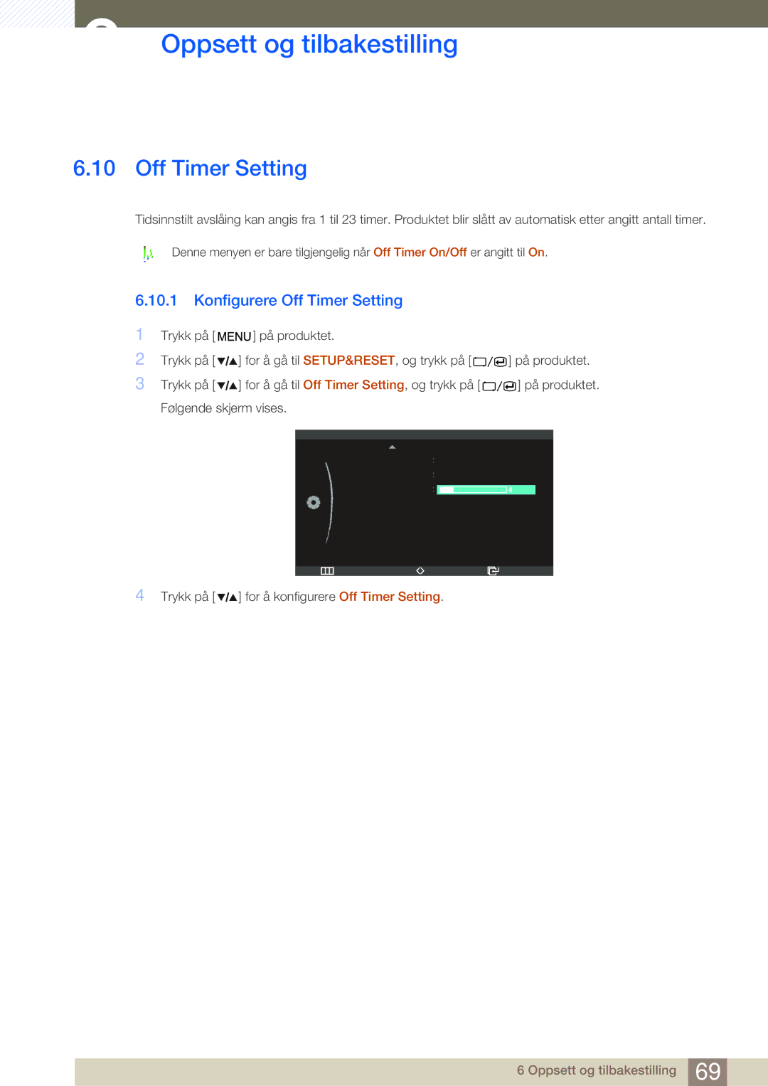 Samsung LS27A850DS/EN, LS27A850DSR/EN manual Konfigurere Off Timer Setting 