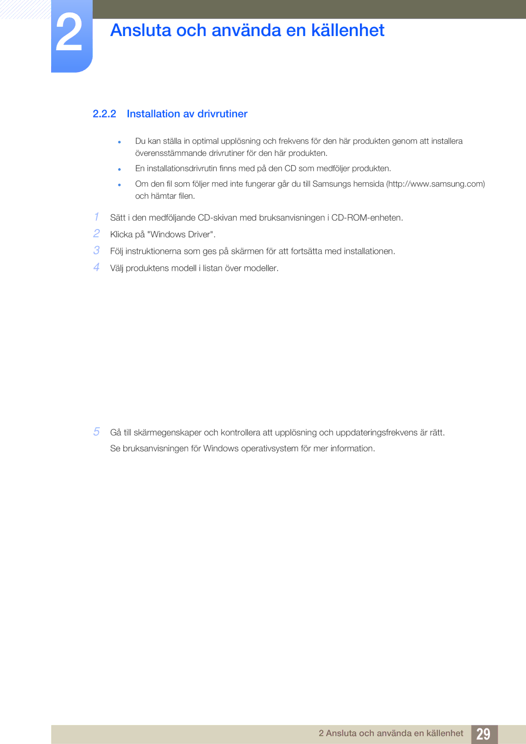 Samsung LS27A850DS/EN, LS27A850DSR/EN manual Installation av drivrutiner 