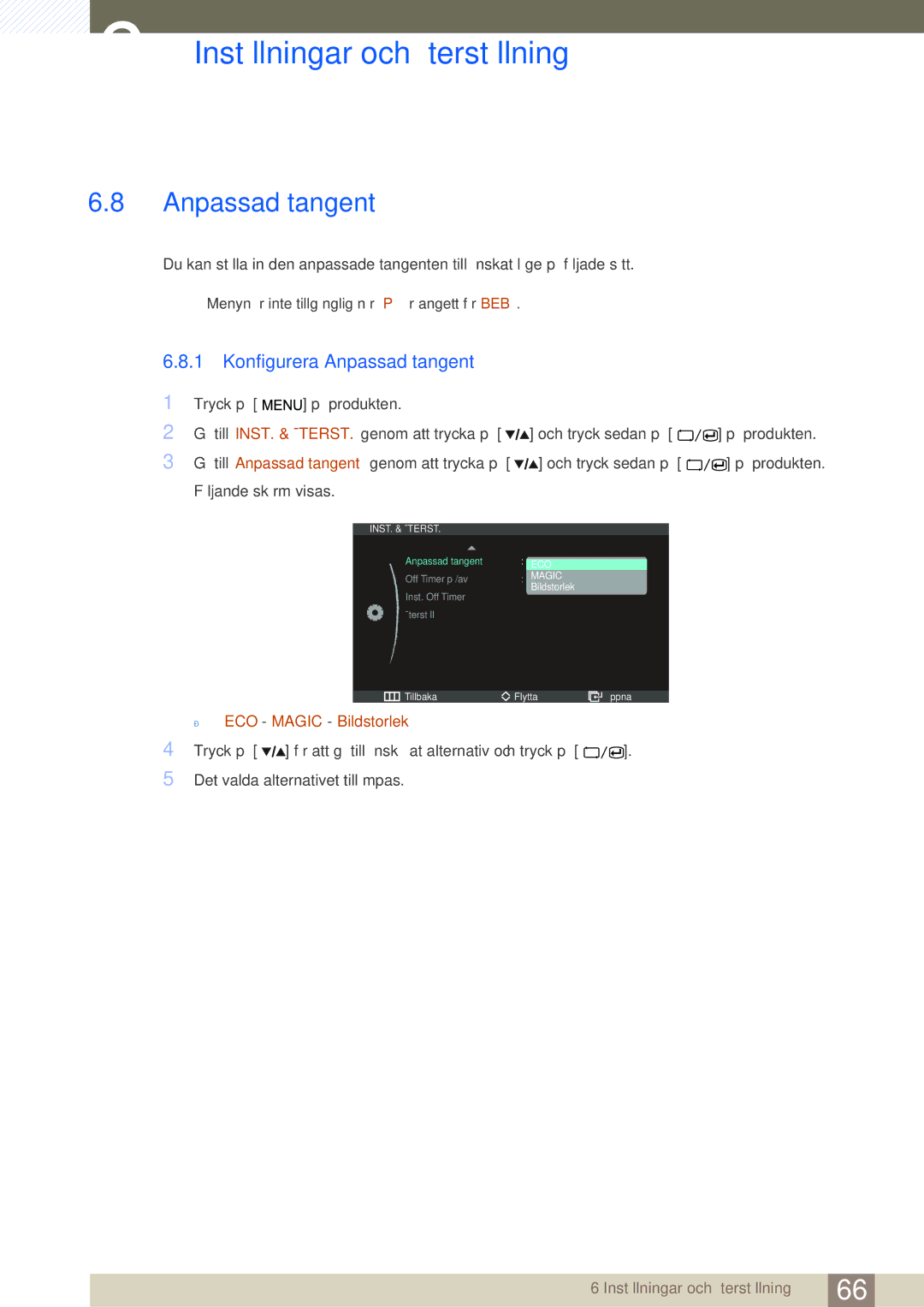 Samsung LS27A850DSR/EN, LS27A850DS/EN manual Konfigurera Anpassad tangent 