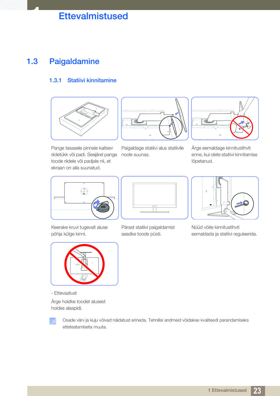 Samsung LS27A850DS/EN, LS27A850DSR/EN manual Paigaldamine, Statiivi kinnitamine 