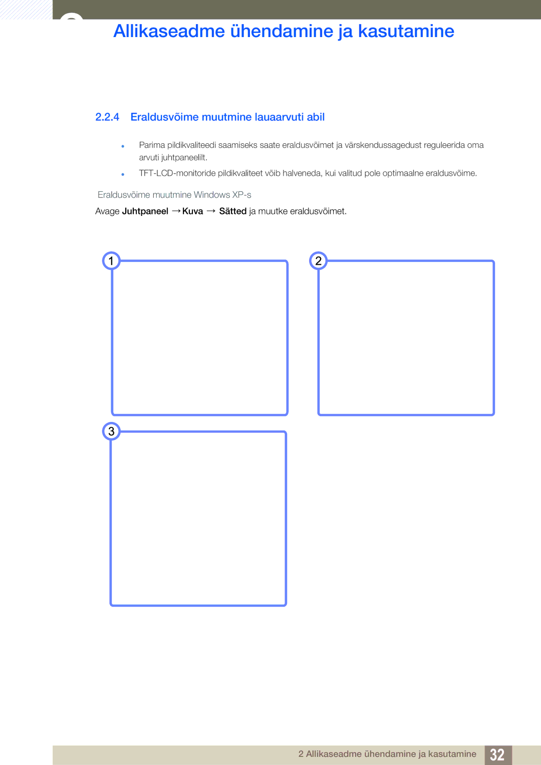 Samsung LS27A850DSR/EN, LS27A850DS/EN manual Eraldusvõime muutmine lauaarvuti abil 