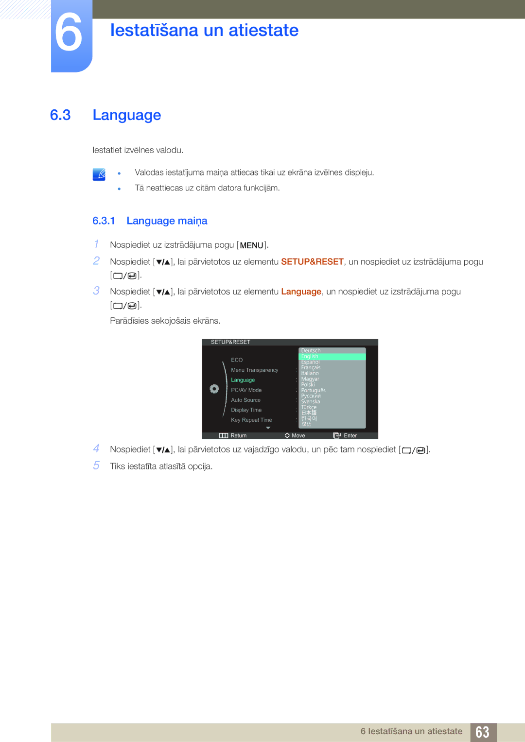 Samsung LS27A850DS/EN, LS27A850DSR/EN manual Language maiņa 