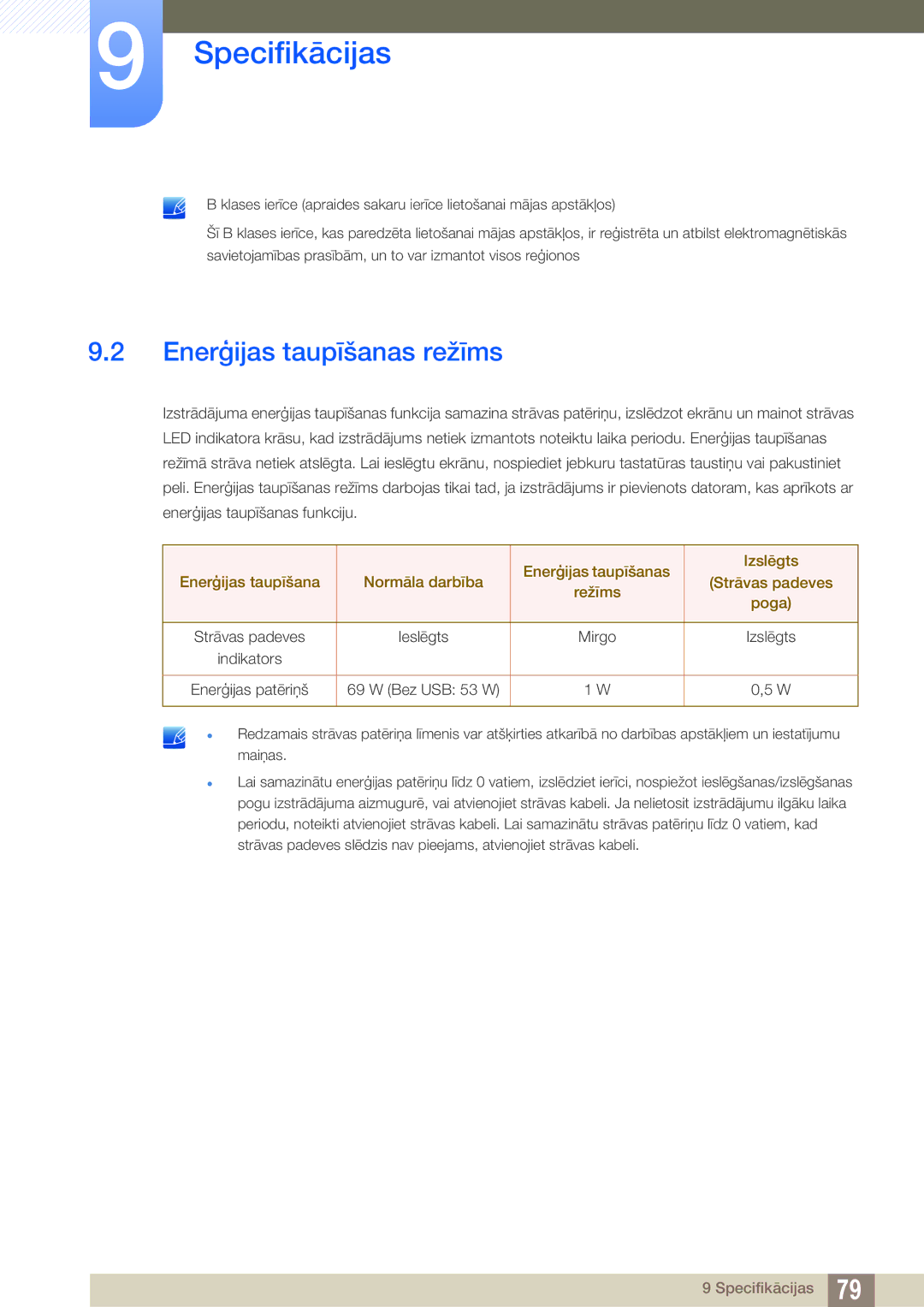 Samsung LS27A850DS/EN, LS27A850DSR/EN manual Enerģijas taupīšanas režīms 