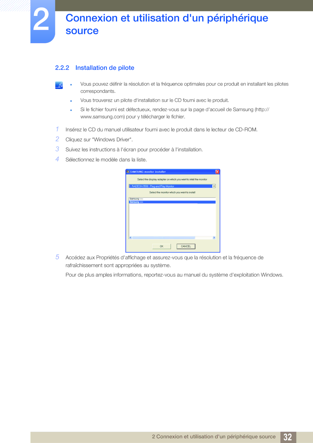 Samsung LS27A850TS/EN manual Installation de pilote 