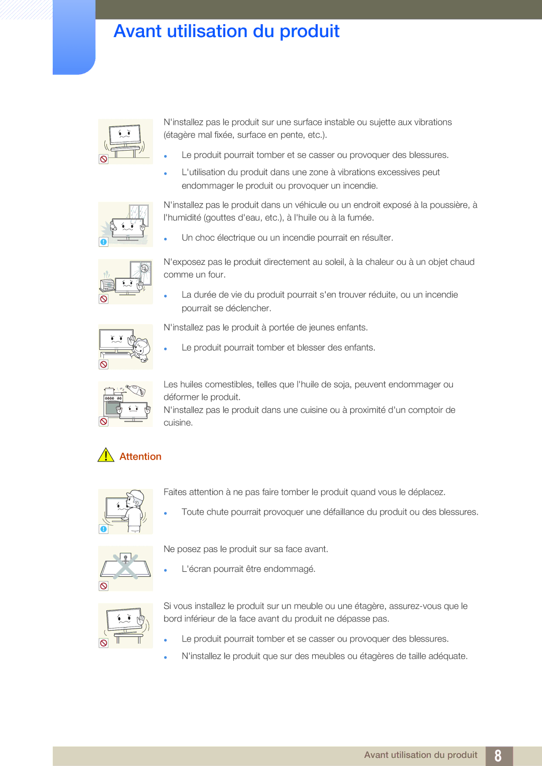 Samsung LS27A850TS/EN manual Avant utilisation du produit 