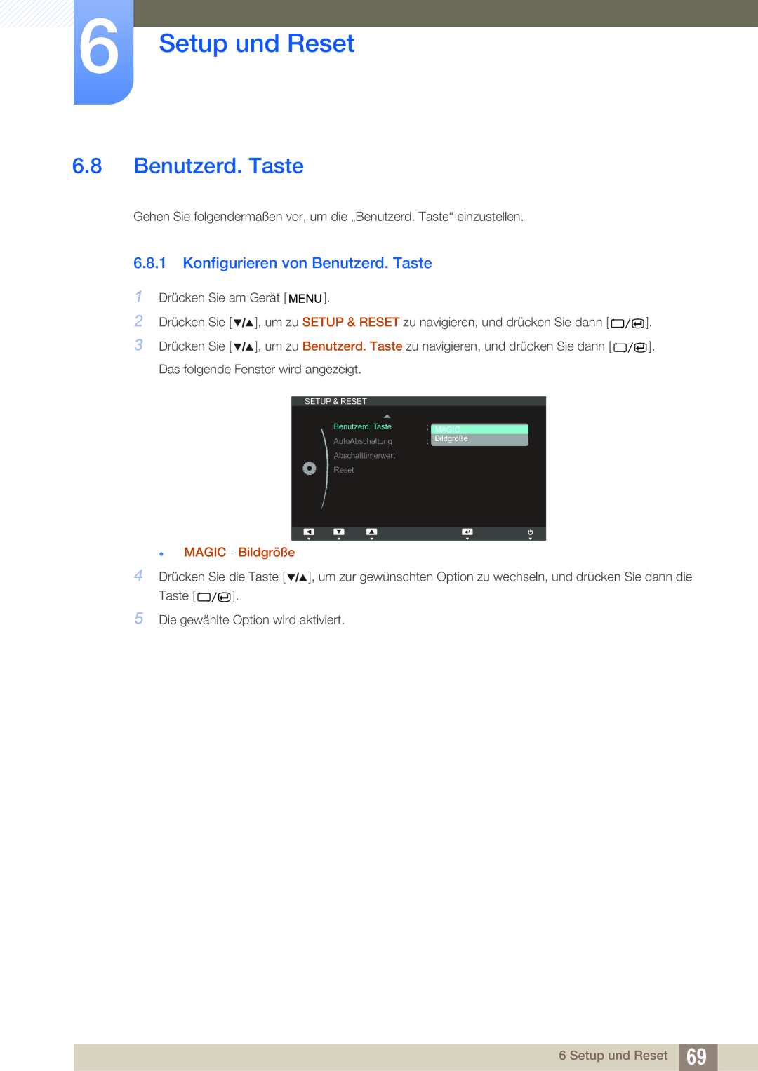 Samsung LS27A850TS/EN manual Konfigurieren von Benutzerd. Taste 