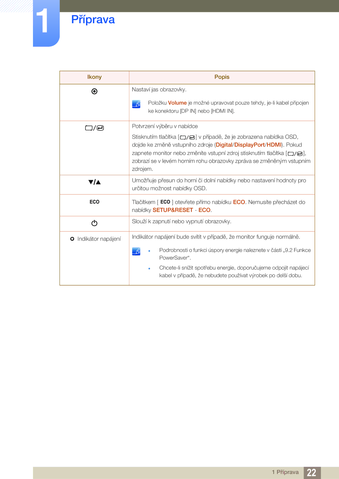 Samsung LS27A850TS/EN manual Příprava 