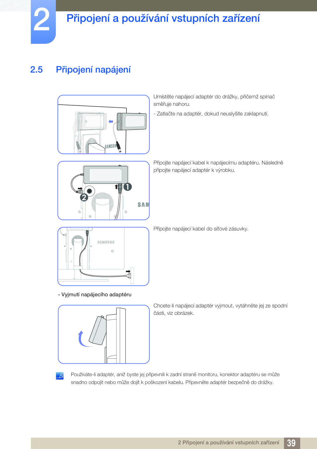 Samsung LS27A850TS/EN manual Připojení napájení 