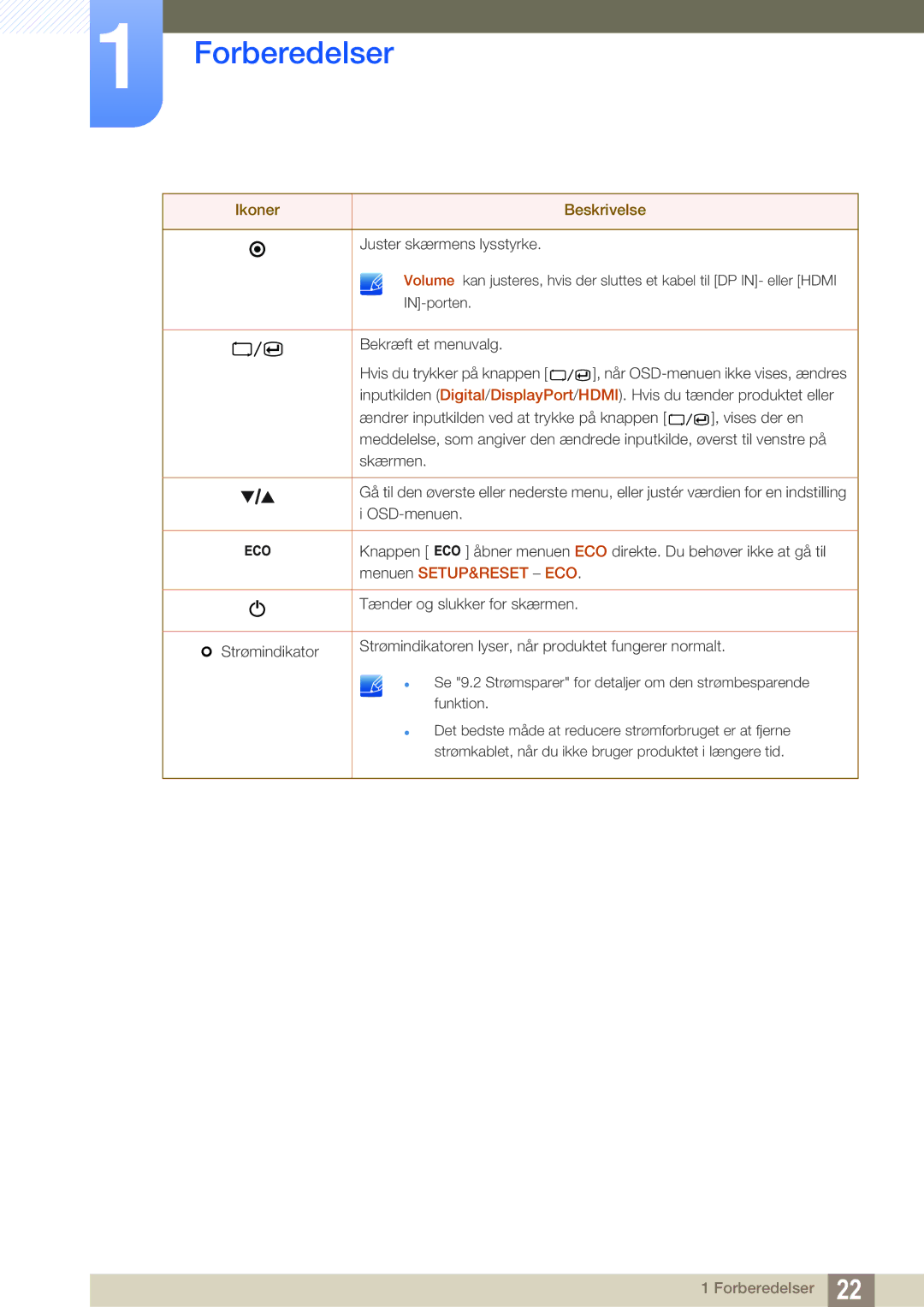 Samsung LS27A850TS/EN manual Strømindikatoren lyser, når produktet fungerer normalt 