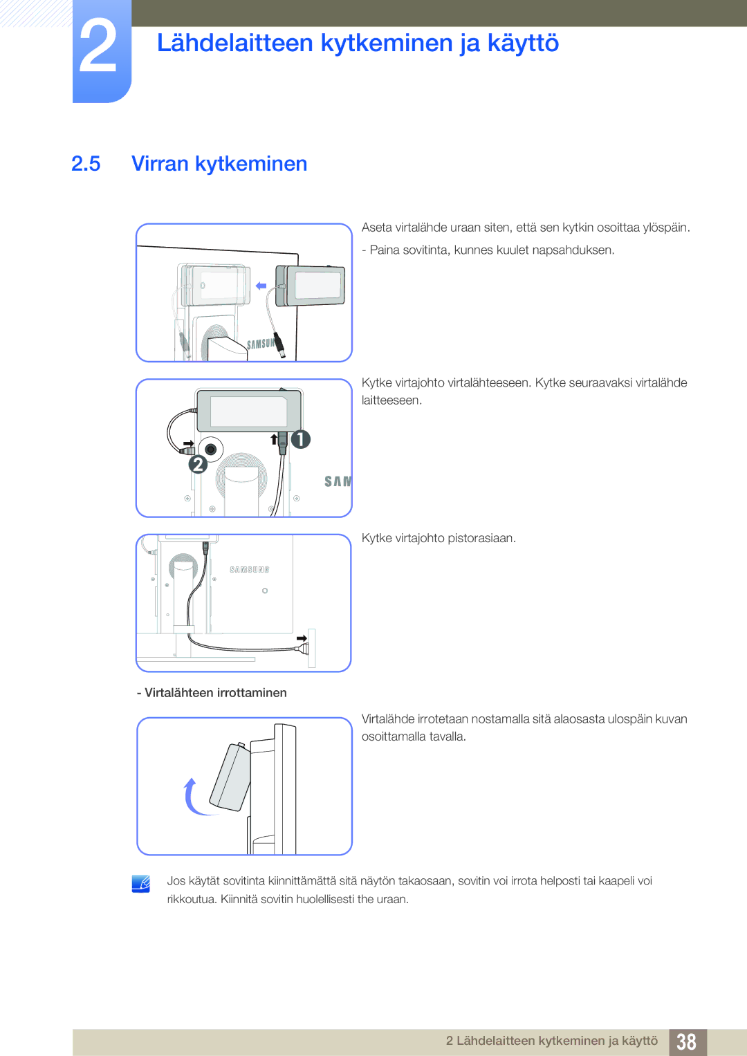 Samsung LS27A850TS/EN manual Virran kytkeminen 