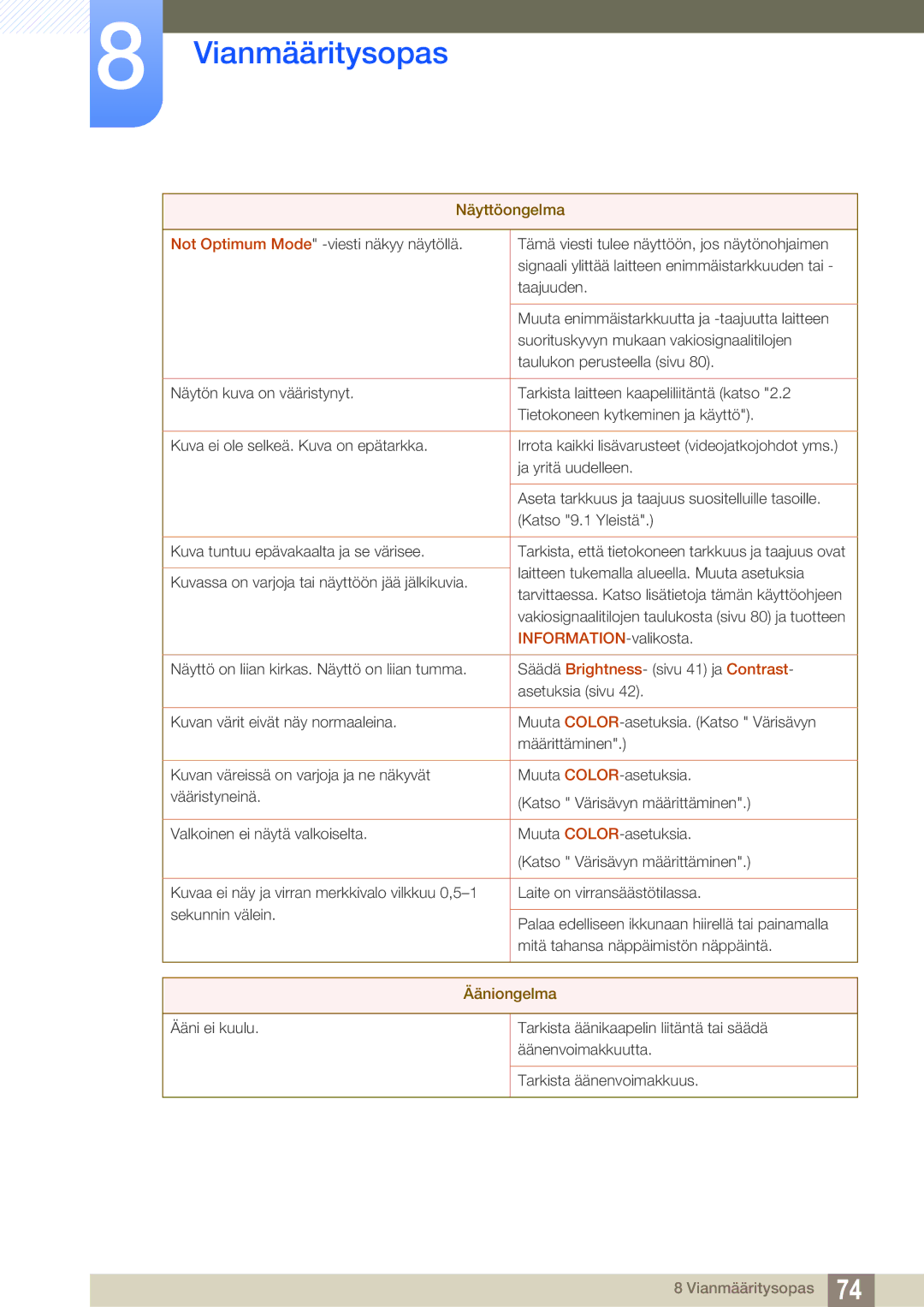 Samsung LS27A850TS/EN manual INFORMATION-valikosta 