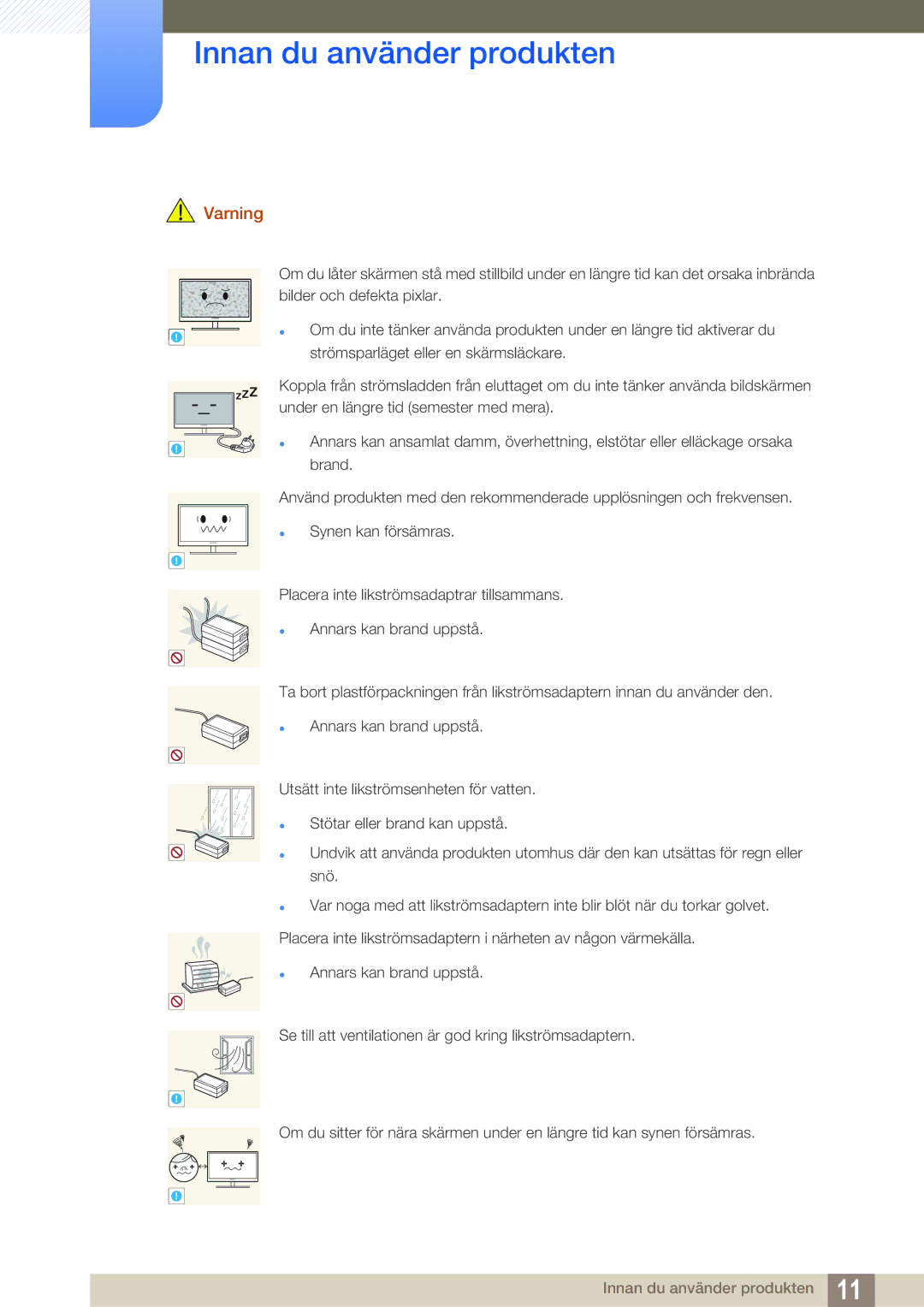 Samsung LS27A850TS/EN manual Innan du använder produkten 