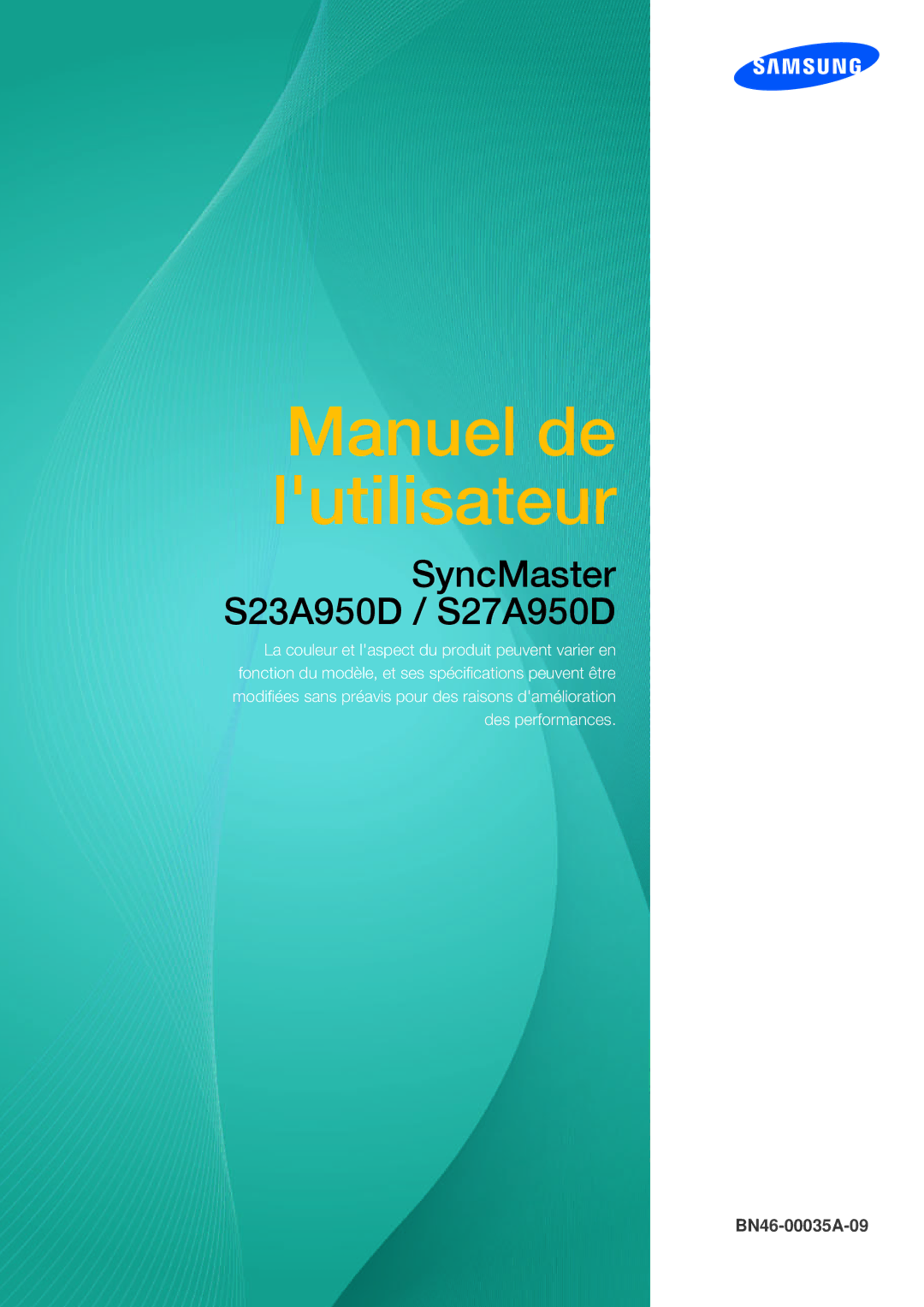 Samsung LS27A950DSL/EN, LS27A950DS/EN manual Manuel de lutilisateur 