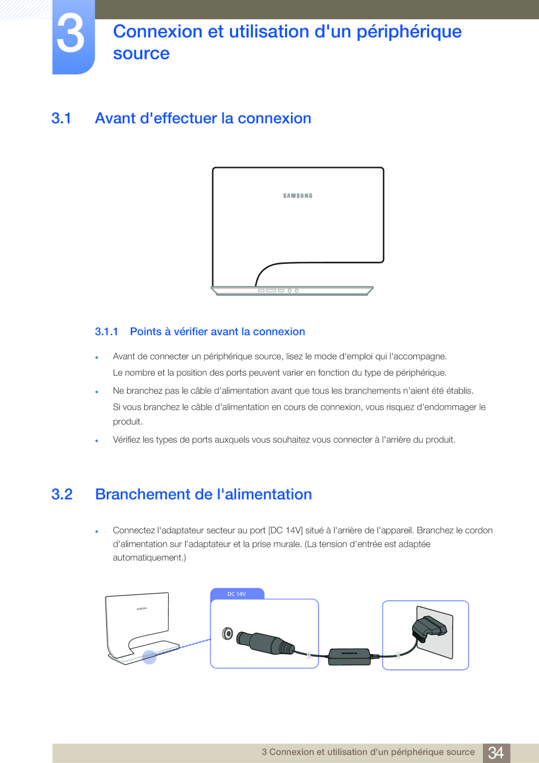 Samsung LS27A950DS/EN, LS27A950DSL/EN manual Connexionsource et utilisation dun périphérique, Avant deffectuer la connexion 