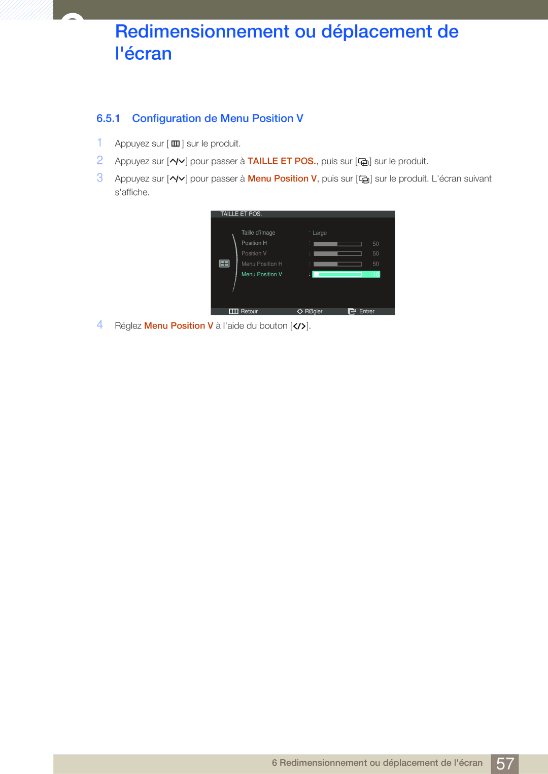 Samsung LS27A950DSL/EN, LS27A950DS/EN manual Configuration de Menu Position 