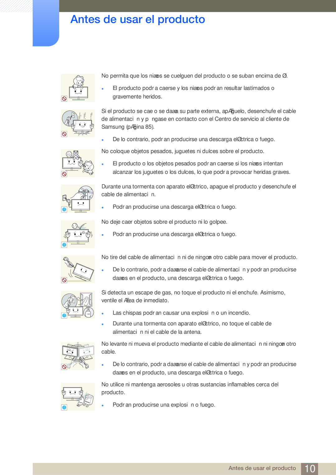 Samsung LS27A950DS/EN, LS27A950DSL/EN manual Las chispas podrían causar una explosión o un incendio 