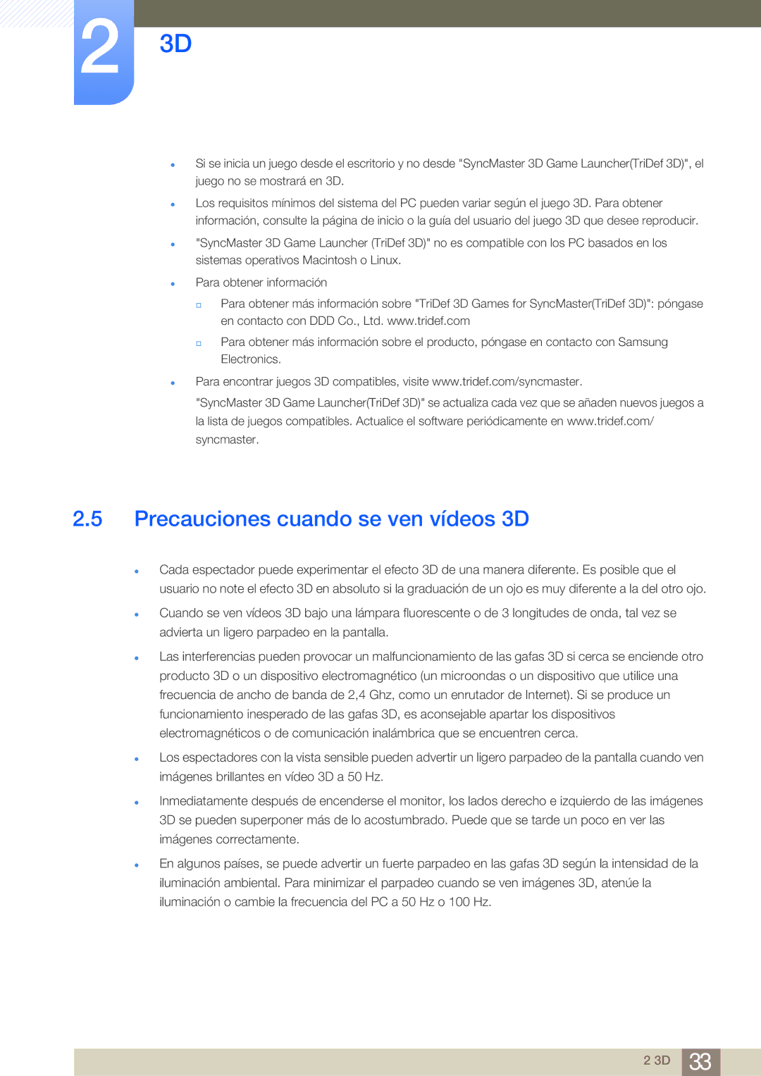 Samsung LS27A950DSL/EN, LS27A950DS/EN manual Precauciones cuando se ven vídeos 3D 