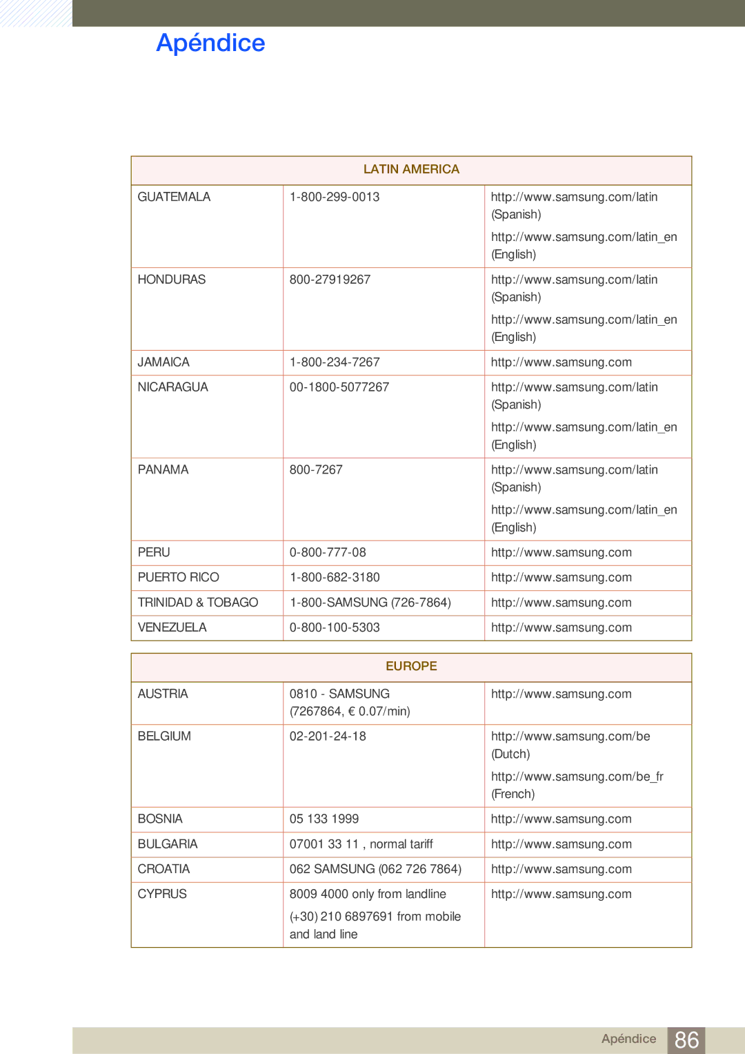 Samsung LS27A950DS/EN, LS27A950DSL/EN manual Europe 