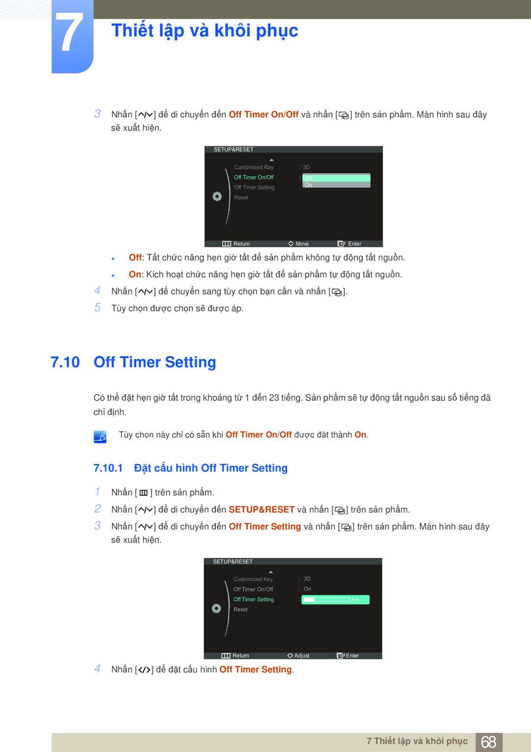 Samsung LS27A950DS/ZA, LS27A950DS/XV manual 10.1 Đặt cấu hình Off Timer Setting 