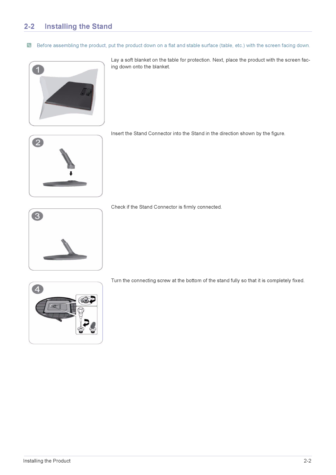 Samsung LS22B370BSMXV, LS27B370HS/EN, LS24B370HS/EN, LS22B370BS/EN, LS23B370BS/EN, LS22B370HS/SM manual Installing the Stand 