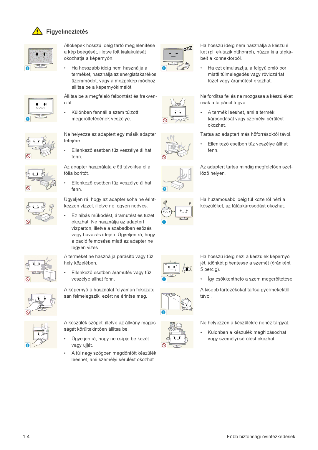 Samsung LS22B370BS/EN, LS27B370HS/EN, LS24B370HS/EN manual Figyelmeztetés 