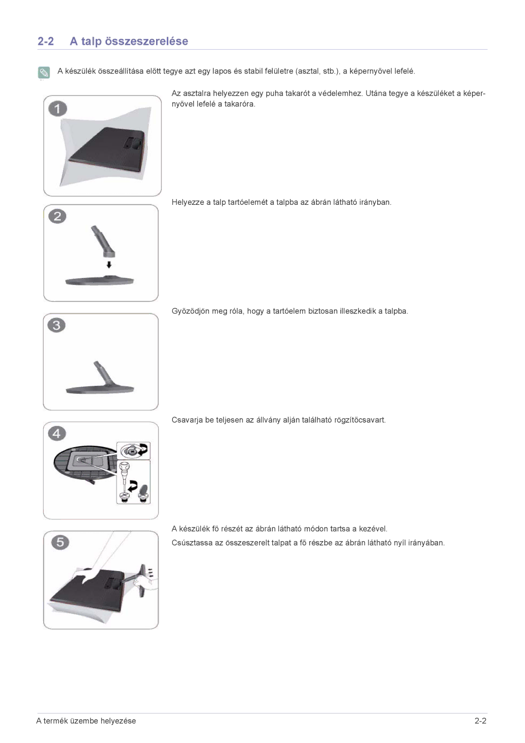 Samsung LS22B370BS/EN, LS27B370HS/EN, LS24B370HS/EN manual Talp összeszerelése 