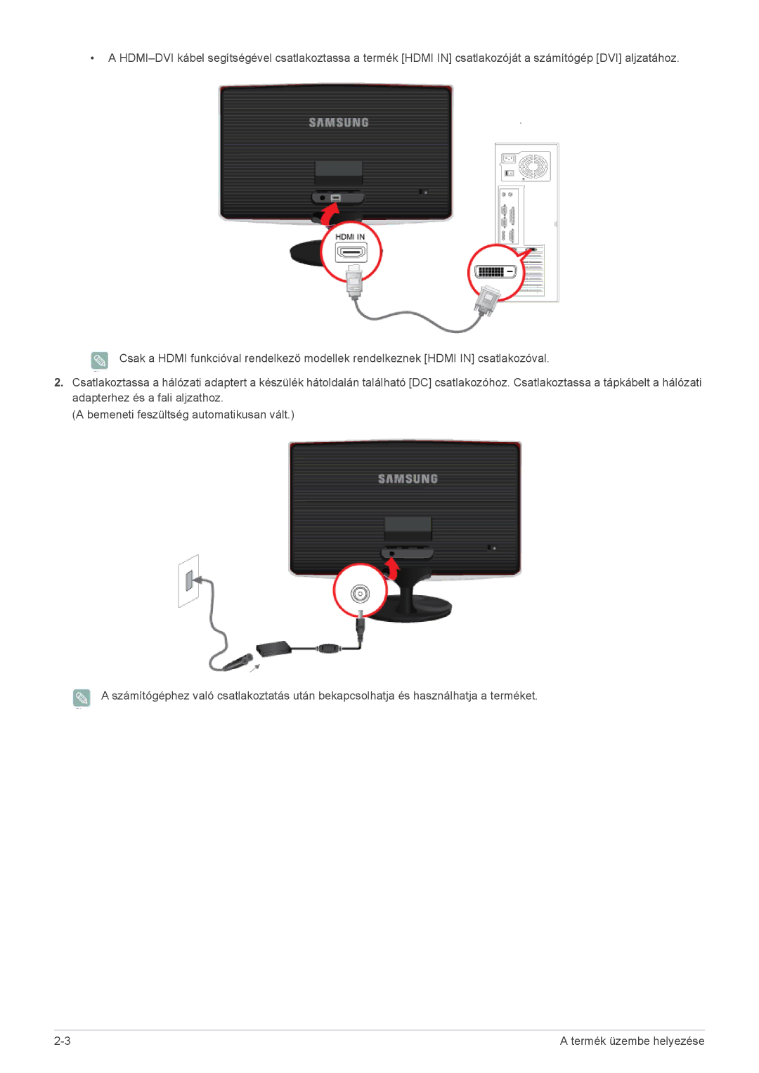 Samsung LS22B370BS/EN, LS27B370HS/EN, LS24B370HS/EN manual Termék üzembe helyezése 