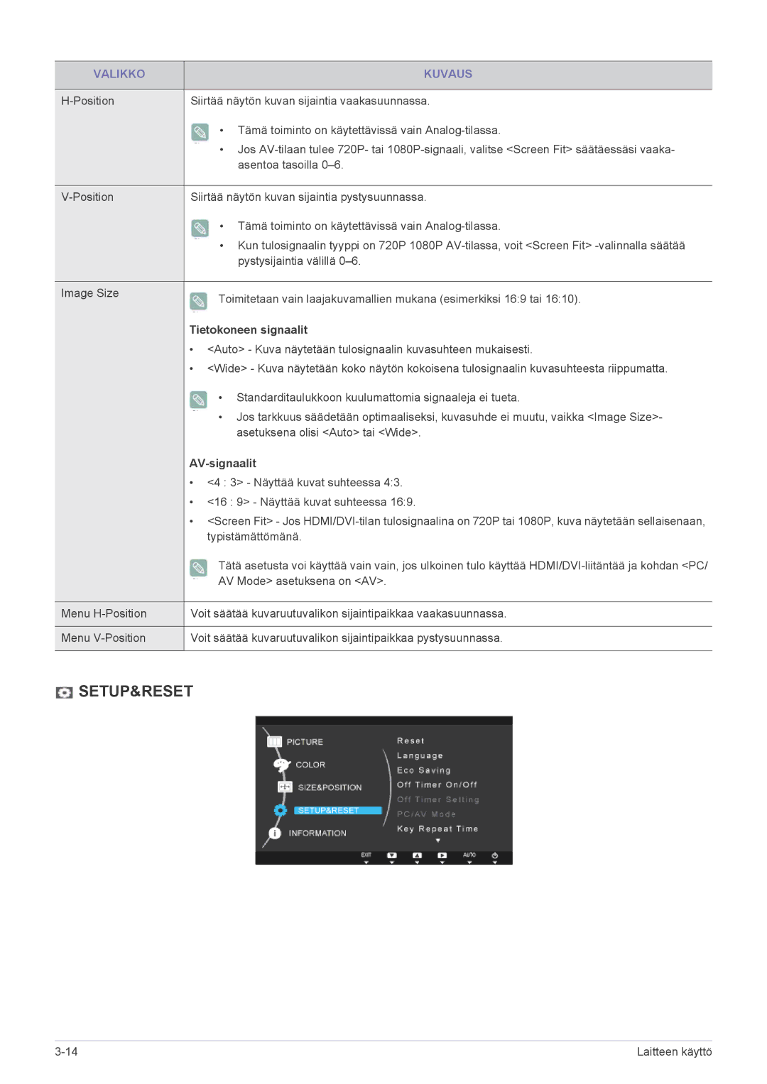 Samsung LS24B370HS/EN, LS27B370HS/EN manual Setup&Reset 