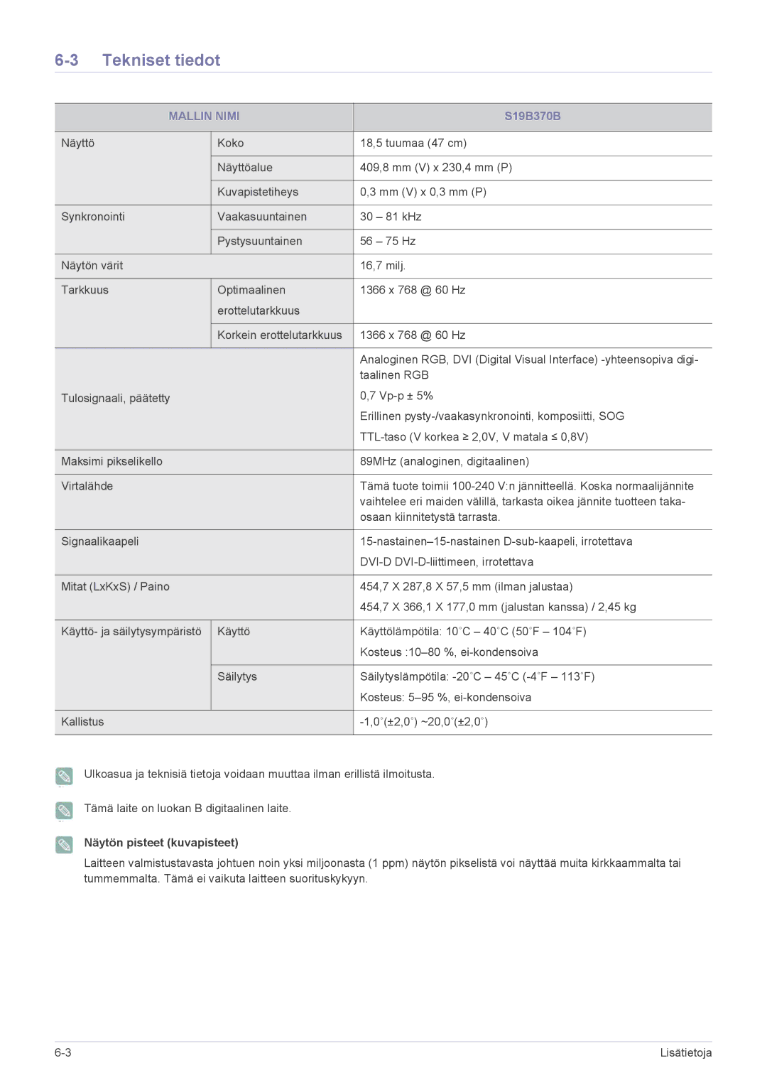 Samsung LS24B370HS/EN, LS27B370HS/EN manual S19B370B 