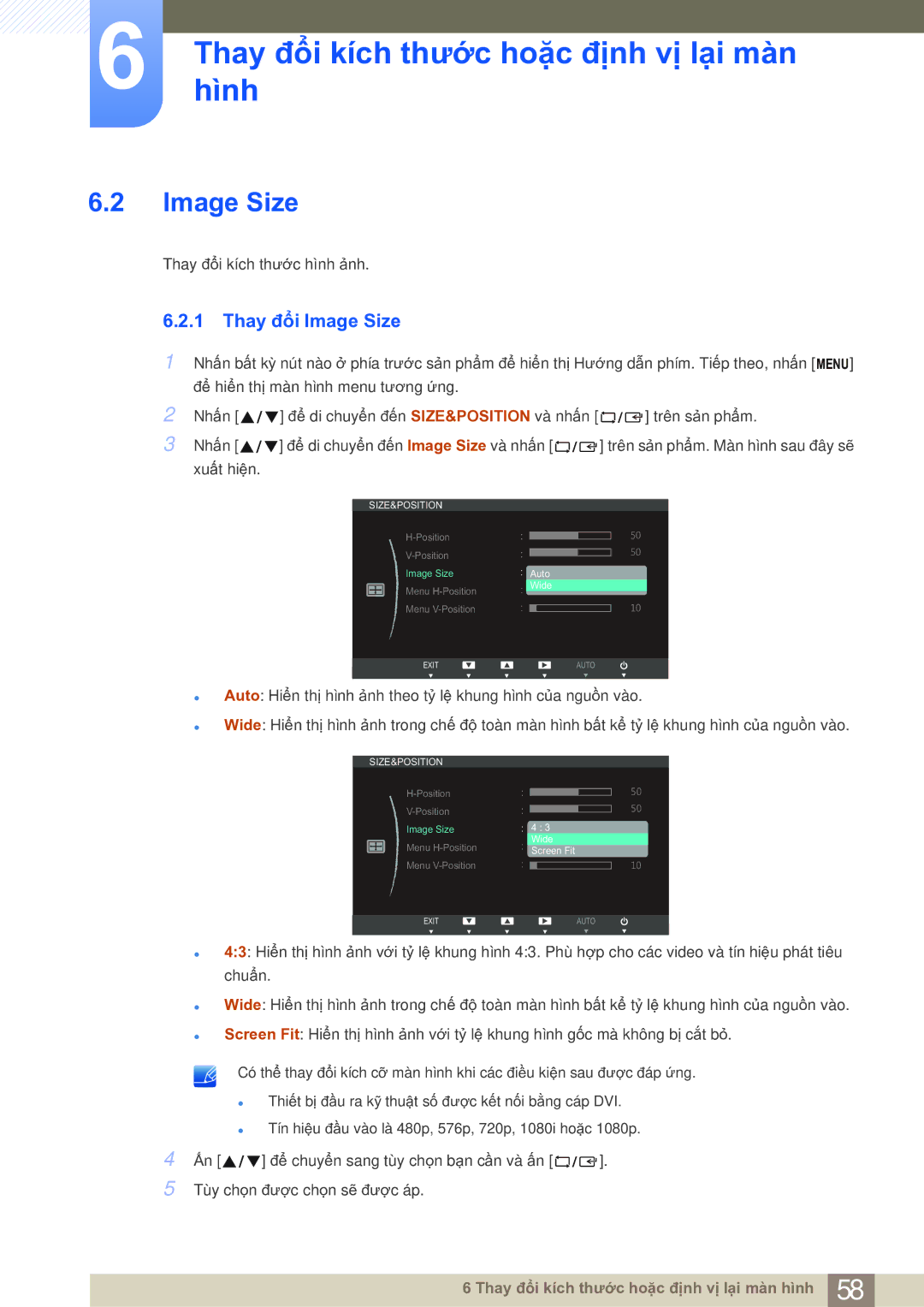 Samsung LS27B750VS/EN manual Thay đổi Image Size 