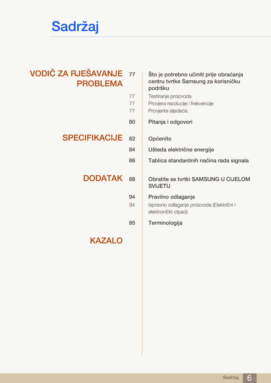 Samsung LS27B750VS/EN manual Kazalo 