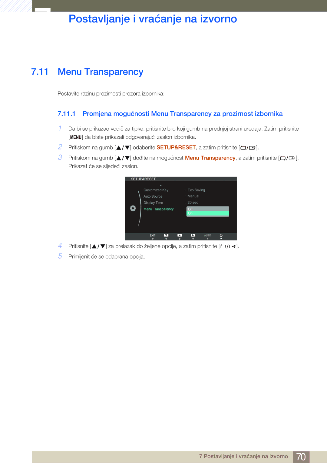 Samsung LS27B750VS/EN manual Menu Transparency 