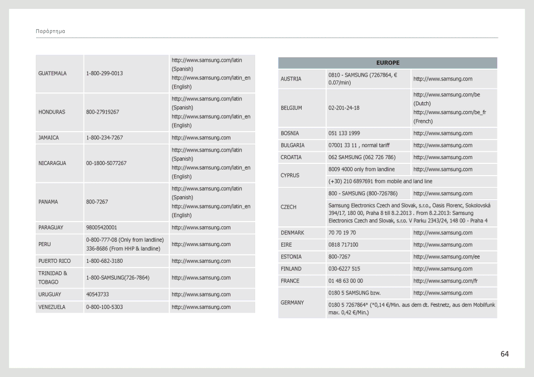 Samsung LS27B970DS/EN manual Europe 