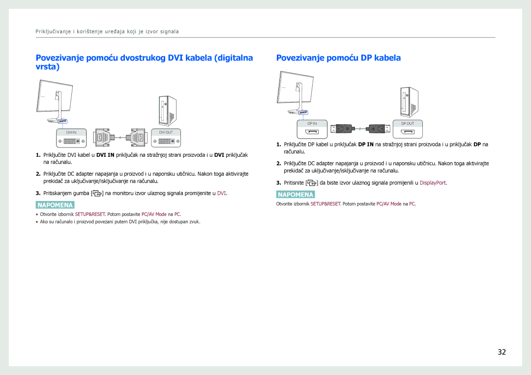 Samsung LS27B970DS/EN manual Povezivanje pomoću dvostrukog DVI kabela digitalna, Vrsta 