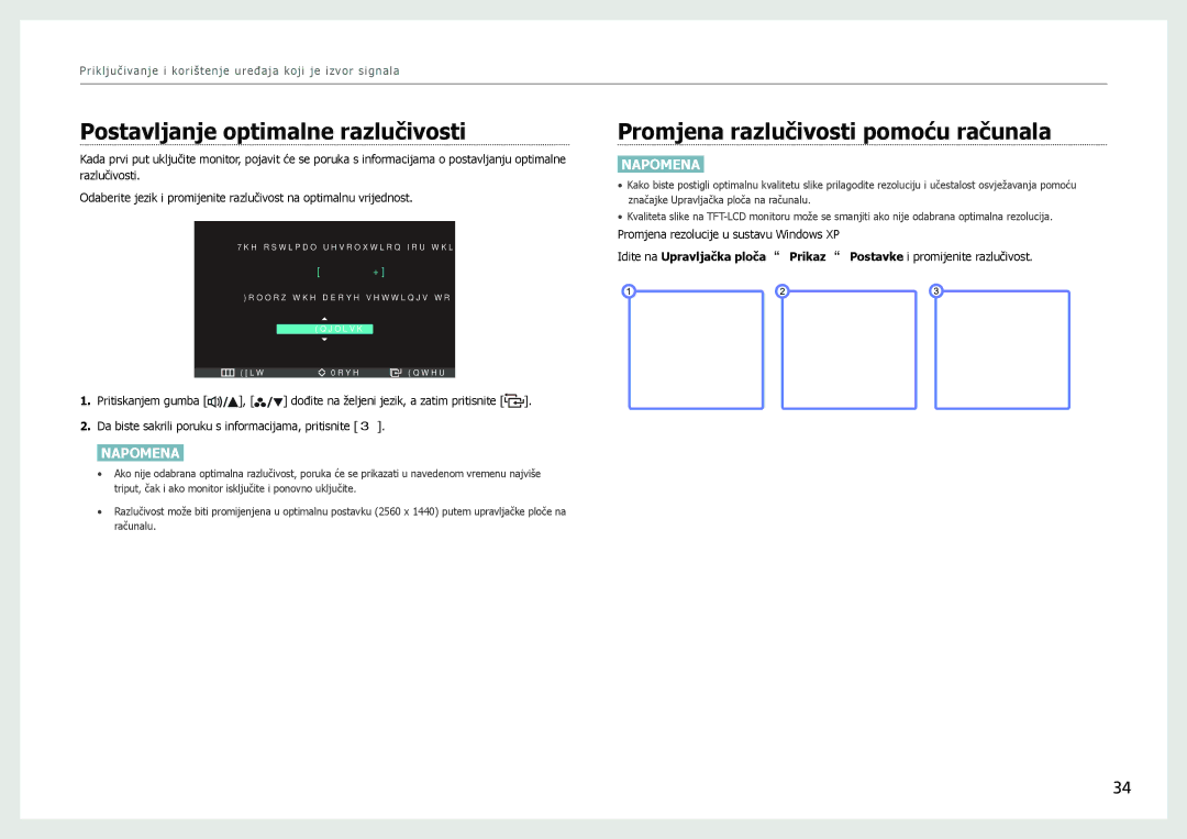 Samsung LS27B970DS/EN manual Postavljanje optimalne razlučivosti, Promjena razlučivosti pomoću računala 