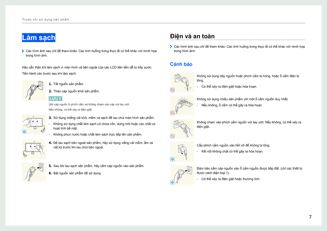 Samsung LS27B970DS/XY, LS27B970DS/XV manual Lam sạch, Điên va an toan, Cảnh bao 