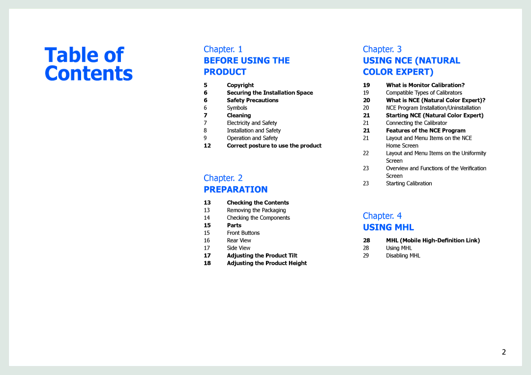 Samsung LS27B970DS/NG, LS27B971DS/EN, LS27B970DS/EN, LS27B970DS/XV, LS27B970DS/XY, LS27B970DS/CI manual Table of Contents 