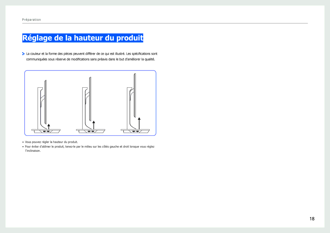 Samsung LS27B971DS/EN, LS27B970DS/EN manual Réglage de la hauteur du produit 