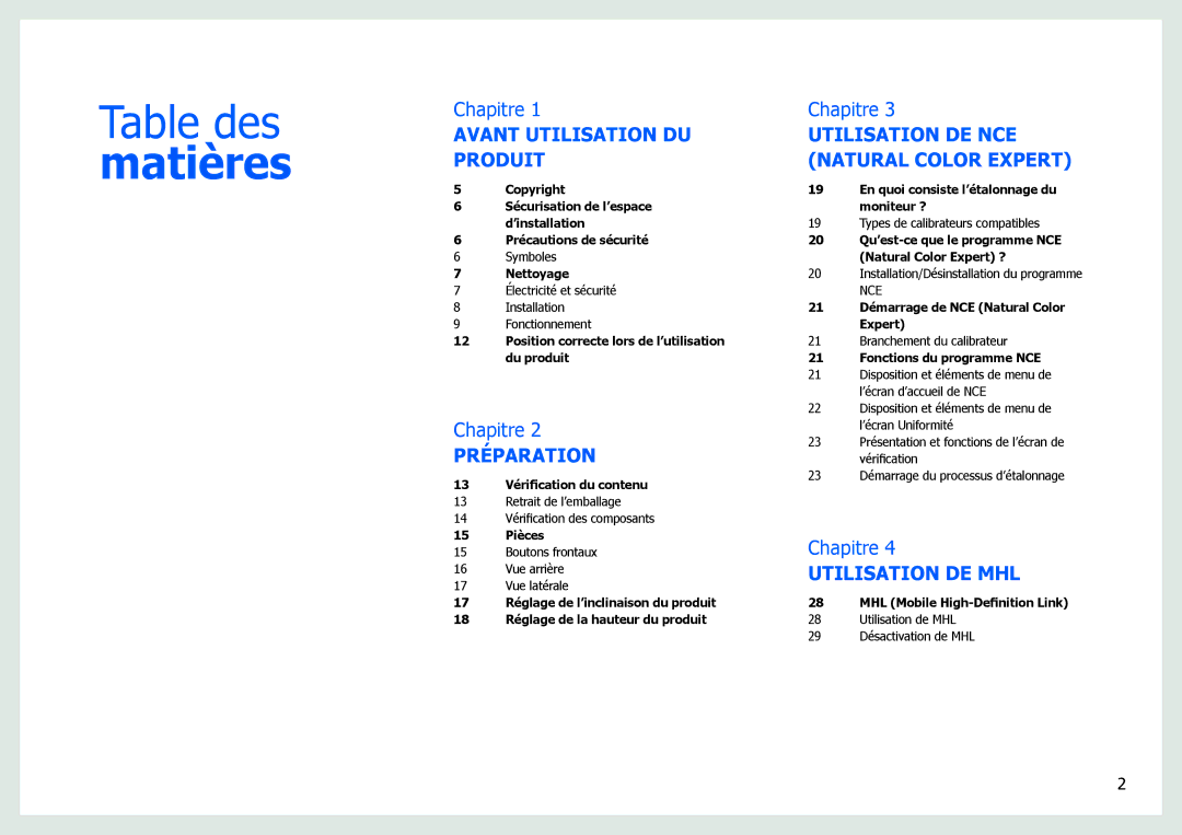 Samsung LS27B971DS/EN, LS27B970DS/EN manual Table des matières 