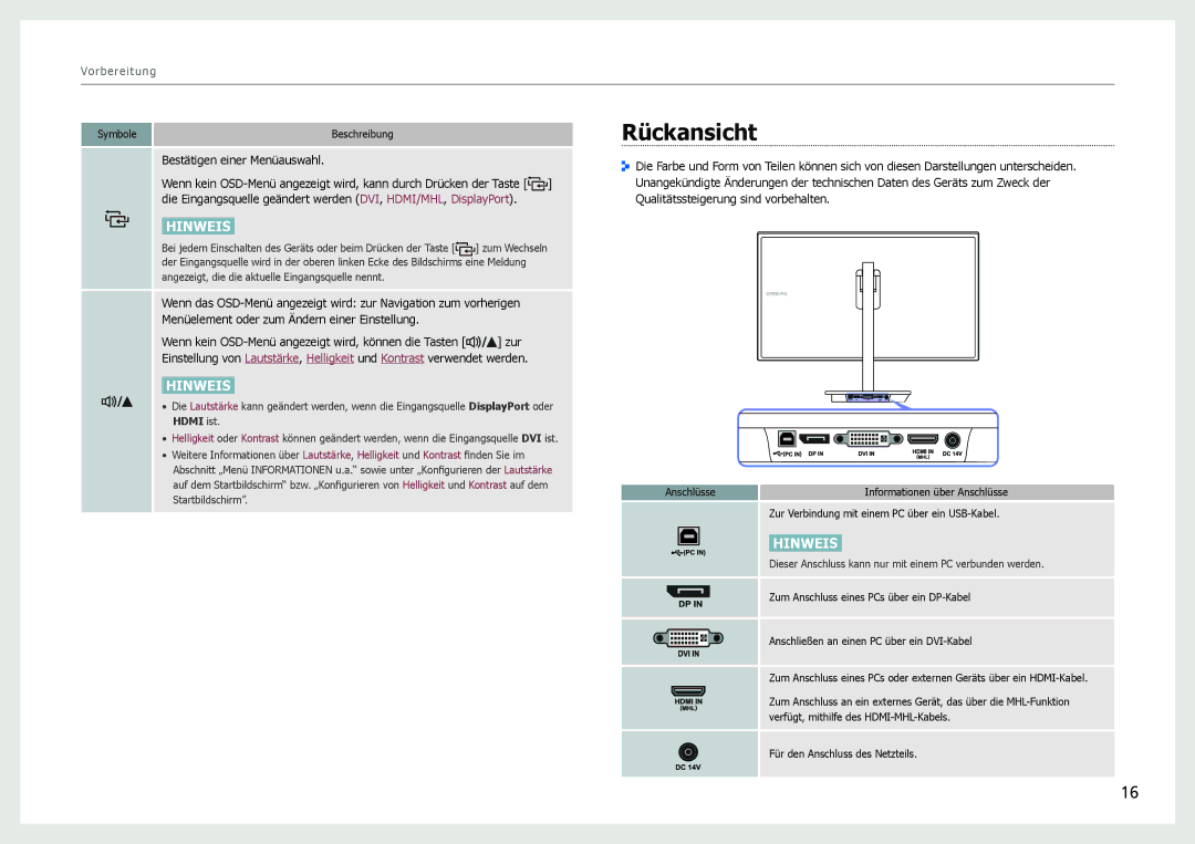 Samsung LS27B971DS/EN, LS27B970DS/EN manual Rückansicht, Dieser Anschluss kann nur mit einem PC verbunden werden 