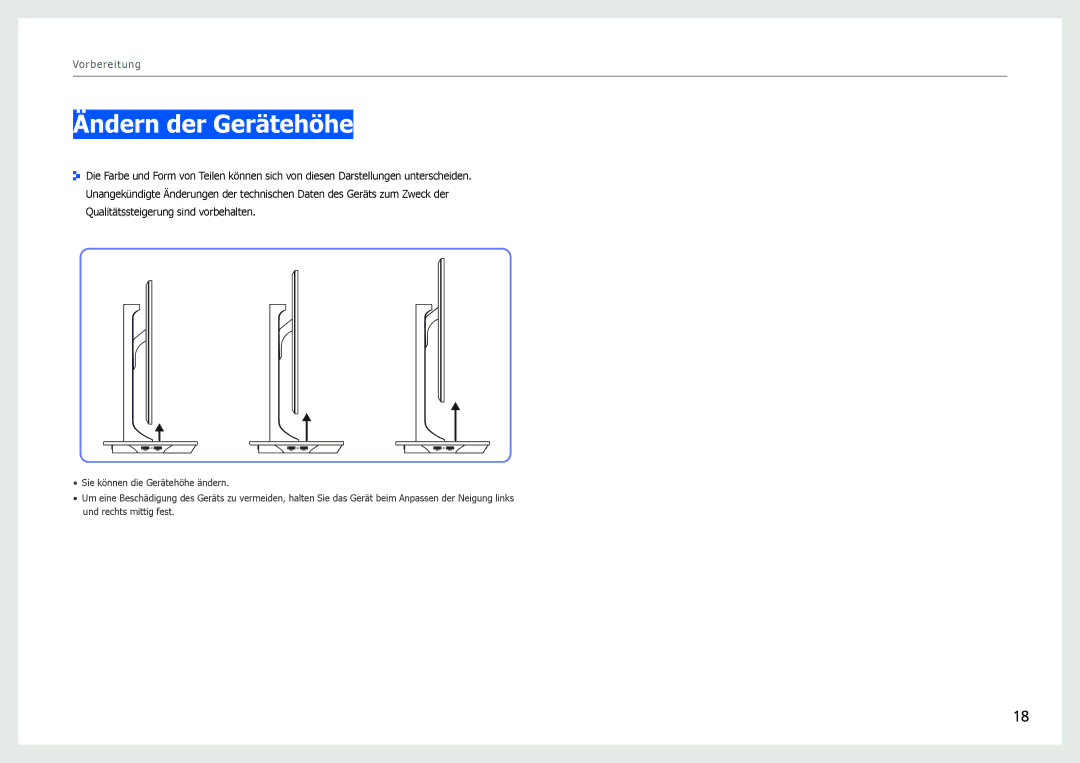 Samsung LS27B971DS/EN, LS27B970DS/EN manual Ändern der Gerätehöhe 