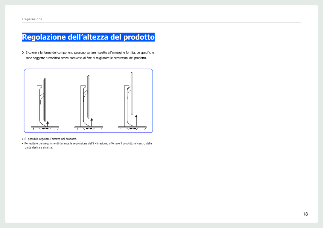 Samsung LS27B971DS/EN, LS27B970DS/EN manual Regolazione dell’altezza del prodotto 