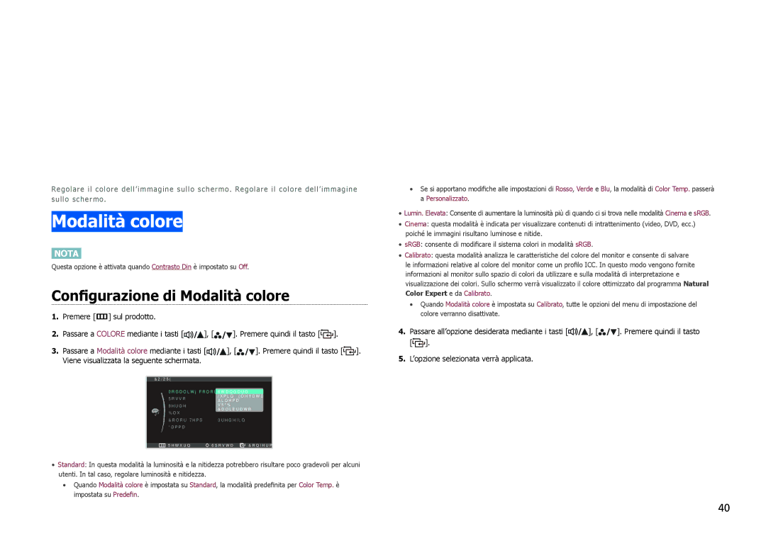 Samsung LS27B971DS/EN, LS27B970DS/EN manual Configurazione di Modalità colore 