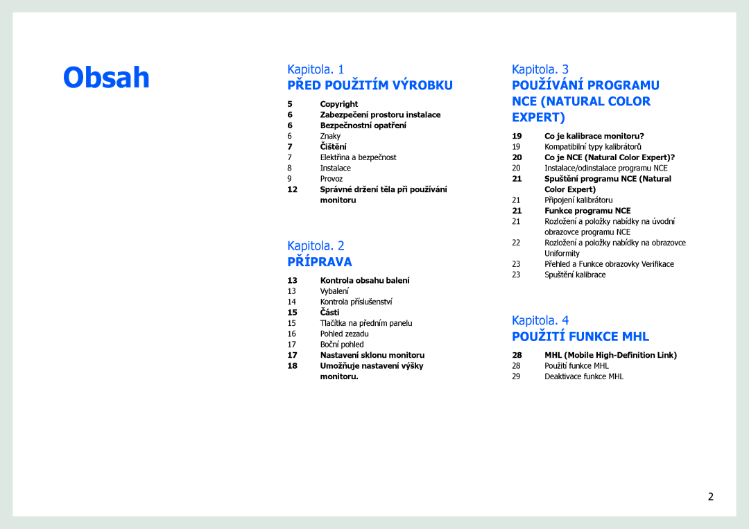 Samsung LS27B971DS/EN, LS27B970DS/EN manual Obsah 