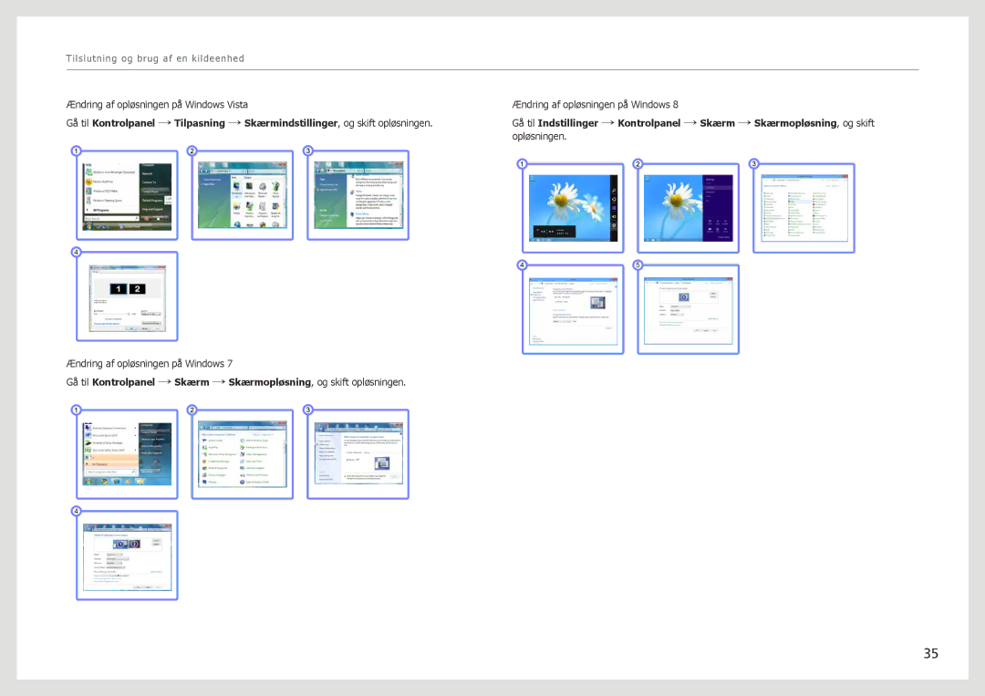 Samsung LS27B970DS/EN, LS27B971DS/EN manual Ændring af opløsningen på Windows Vista 