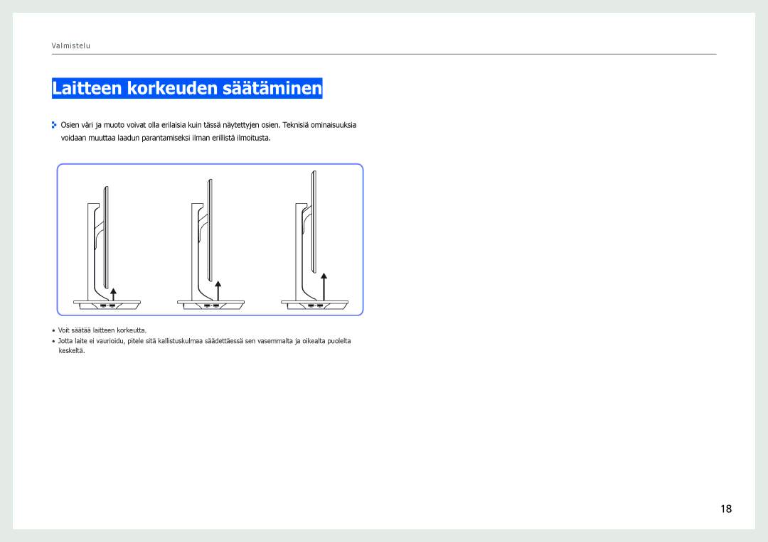 Samsung LS27B971DS/EN, LS27B970DS/EN manual Laitteen korkeuden säätäminen 