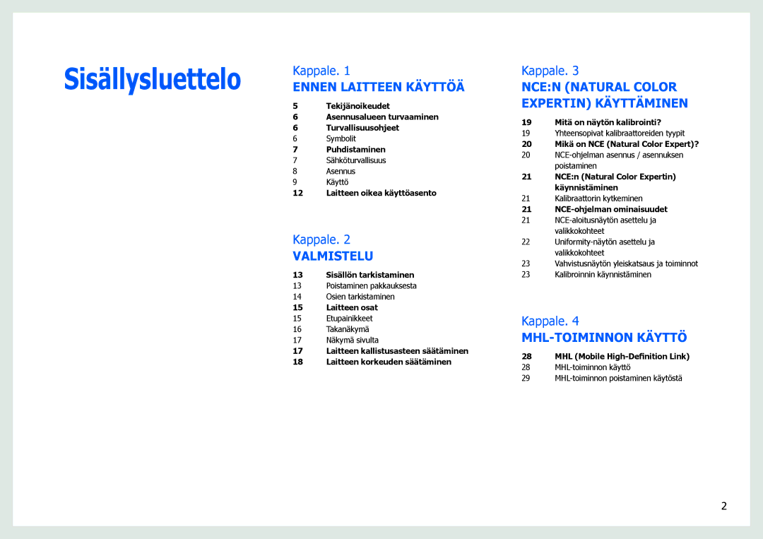 Samsung LS27B971DS/EN, LS27B970DS/EN manual Sisällysluettelo 