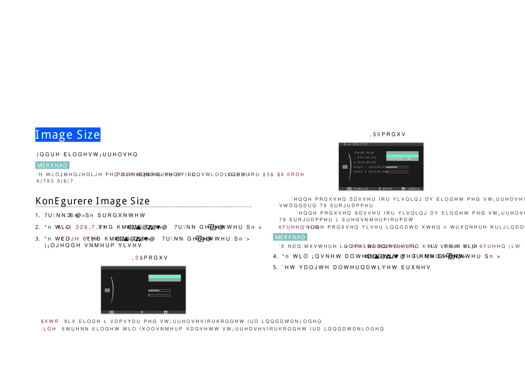 Samsung LS27B971DS/EN, LS27B970DS/EN manual Flytte eller endre størrelse på skjermen, Konfigurere Image Size 