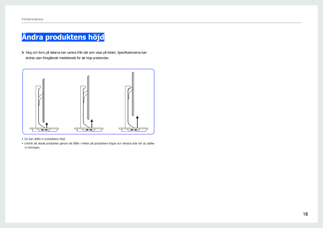 Samsung LS27B971DS/EN, LS27B970DS/EN manual Ändra produktens höjd 