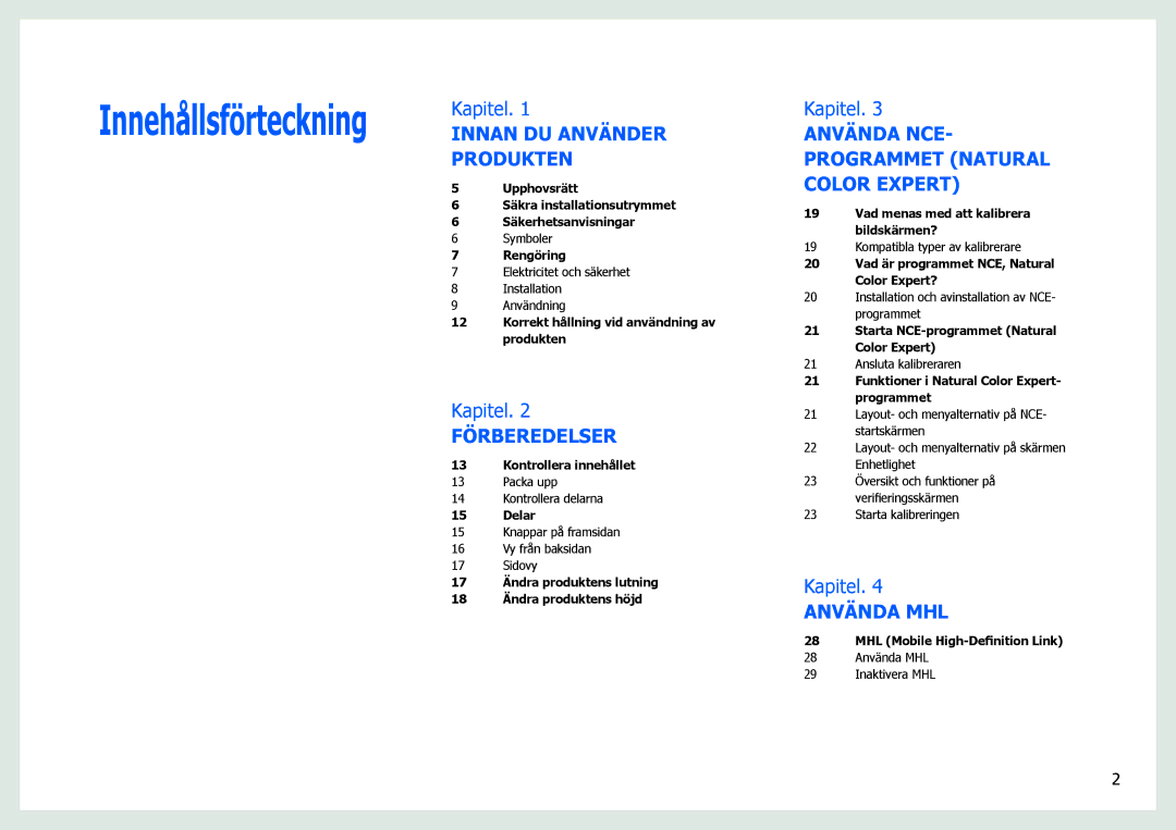 Samsung LS27B971DS/EN, LS27B970DS/EN manual Innehållsförteckning 